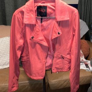 Beautiful peachy pink colored size Med YOKI New York  leather jacket